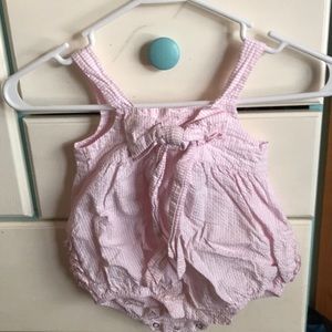 Pink striped bubble onesie